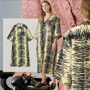 GANNI Animal Print Midi Dress Size S/M